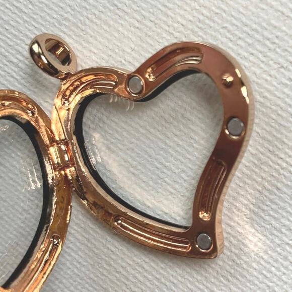 Lot of 18 Pc Heart-Shaped Rose Gold Floating Lockets/Pendants Jewelry Supplies - Picture 3 of 7